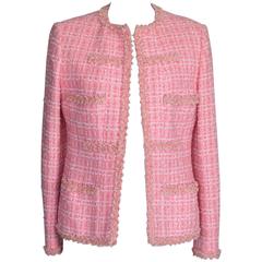 CHANEL 95C Jacket Vintage Pink w/ White Ribbon  44 / 8
