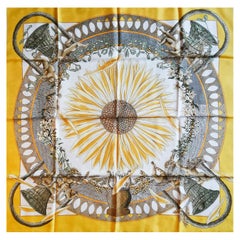 Vintage  'Je T' Aime Un Peu....Beaucoup....Passionement' yellow silk scarf, Hermes, 1998