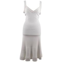AZZEDINE ALAIA White STRETCH Fit & Flare MIDI DRESS Sleeveless V NECK 9
