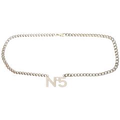 Chanel Silvertone "No 5" Chain Link Belt sz 38" 12