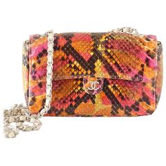 CHANEL 00T Runway Mini Flap Multi Coloured Python Bag Clutch Cross Body 3