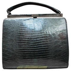 1950s Black Lizard Handbag
