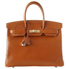 HERMES BIRKIN 35 sac Fauve Tadelakt Ghillies Permabrass Hardware