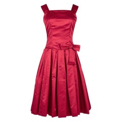 Von Fürstenberg Munich 1950s Bow Embellished Red Silk Couture Cocktail Dress
