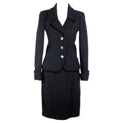 Chanel Black Two Piece Skirt And Blazer Outfit Set