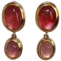 Goossens Paris Art Deco Double Pink Rock Crystal Earrings