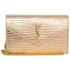 Saint Laurent '16 Gold Leather Mini Flap Envelope Bag GHW 