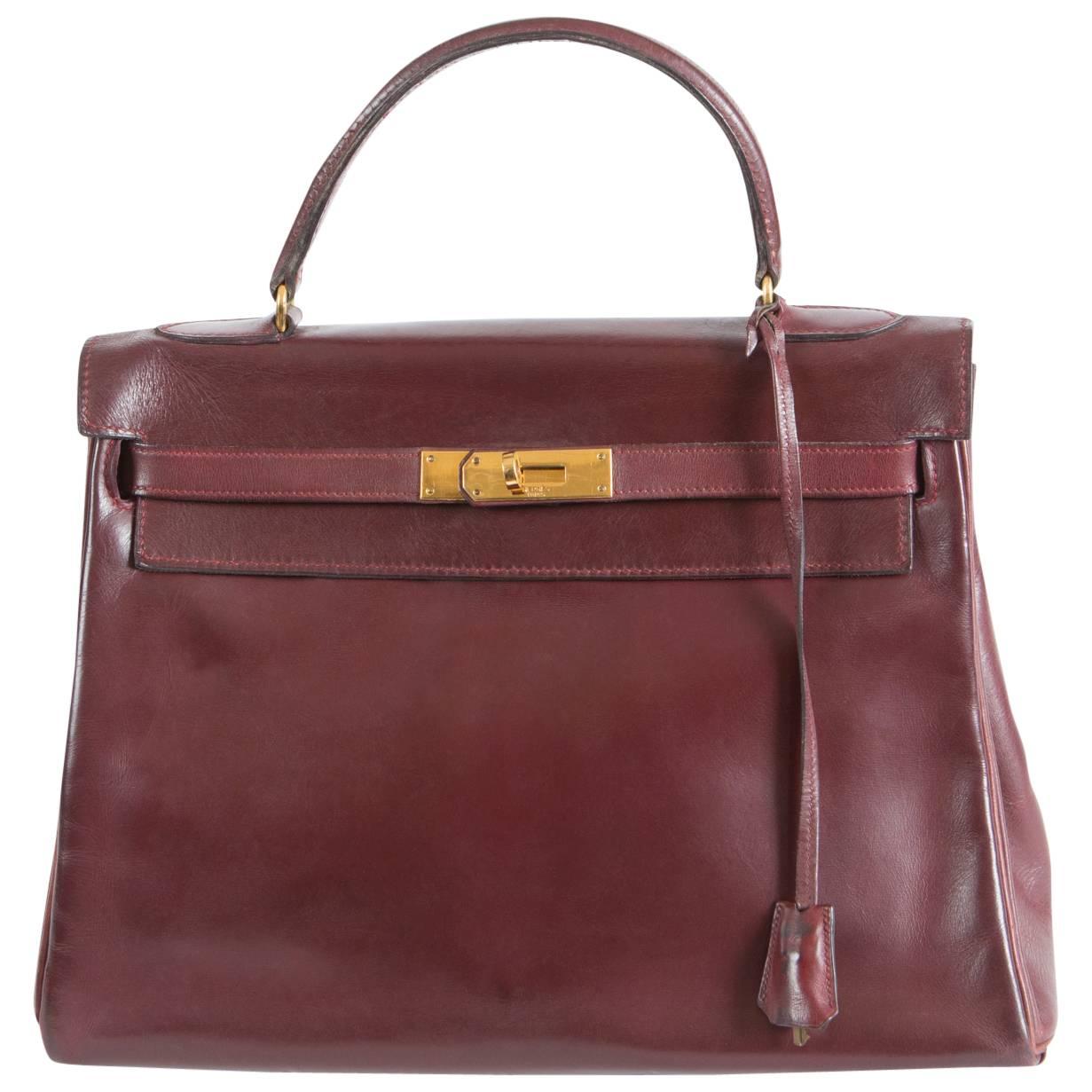 Splendida borsa Kelly Hermes Bordeaux Boxcalf 32 cm