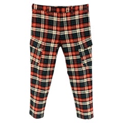 RAG & BONE Size 34 Red & Black Plaid Cotton Zip Fly Casual Pants
