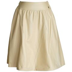 Chanel 01P Lambskin Nude Leather Skirt with Gold Tone 36 / 6