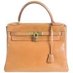 Gorgeous Hermes Camel Boxcalf Kelly Bag 28cm