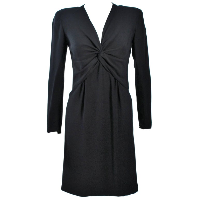 VALENTINO Black Twist Front Cocktail Dress Size 12 For Sale at 1stDibs