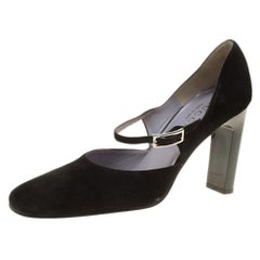 Gucci Black Suede Mary Jane Pumps Size 37.5