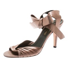 Valentino Blush Pink Pleated Satin Ankle Strap Sandals Size 38.5