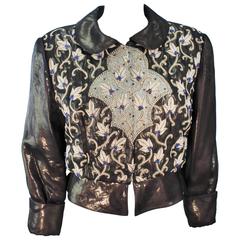 GIORGIO ARMANI Bronze Jacket with Bead Applique and Embroidery Size 44 10 7