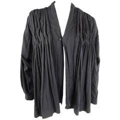 COMME des GARCON Charcoal Pleated Stitched Cotton Jacket