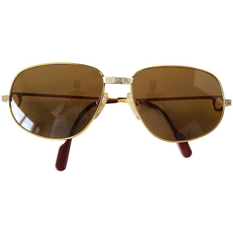 Cartier Vintage Santos Sunglasses Rare Style with Red Case at 1stDibs rare style sunglass