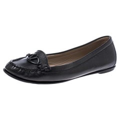Valentino Black Leather Loafer Flats Size 38