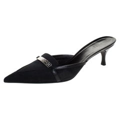 Gucci Black GG Canvas Pointed Toe Mules Size 39.5