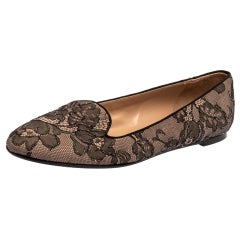 Valentino Black Glitter Lace Smoking Slippers Size 38.5