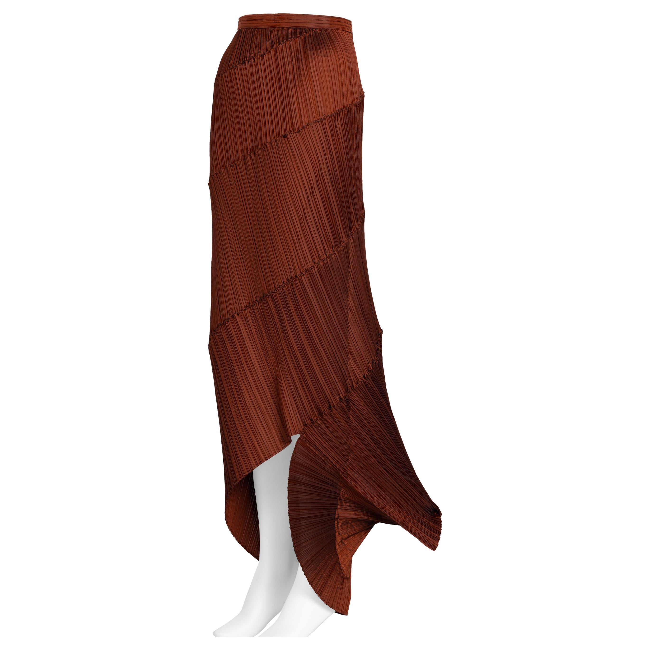 Issey Miyake Copper  Pleated Spiral Skirt, 1990S For Sale