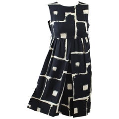 Galanos Mod Black and White Print Dress, 1960s 