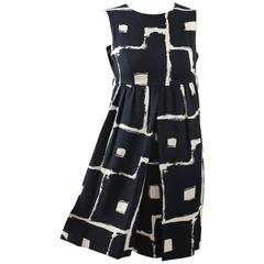 1960s Galanos Mod Black & White Print Dress 5