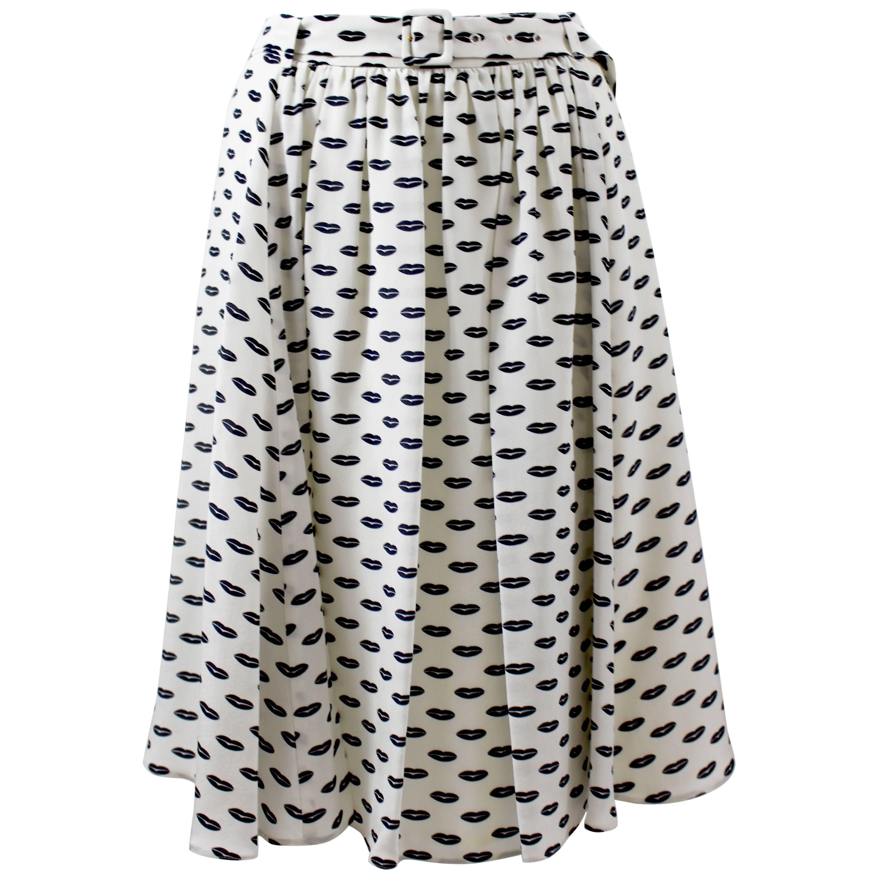 Prada Kissing Lips Resort Collection Silk Skirt, 2012 For Sale