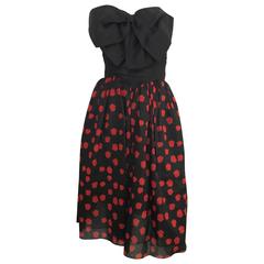 Bill Blass 1983 Linen & Cotten Bow Dress With Pockets Size 4. 5