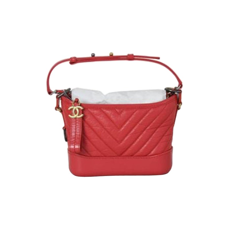 Chanel Chevron Gabrielle Hobo Bag Red For Sale