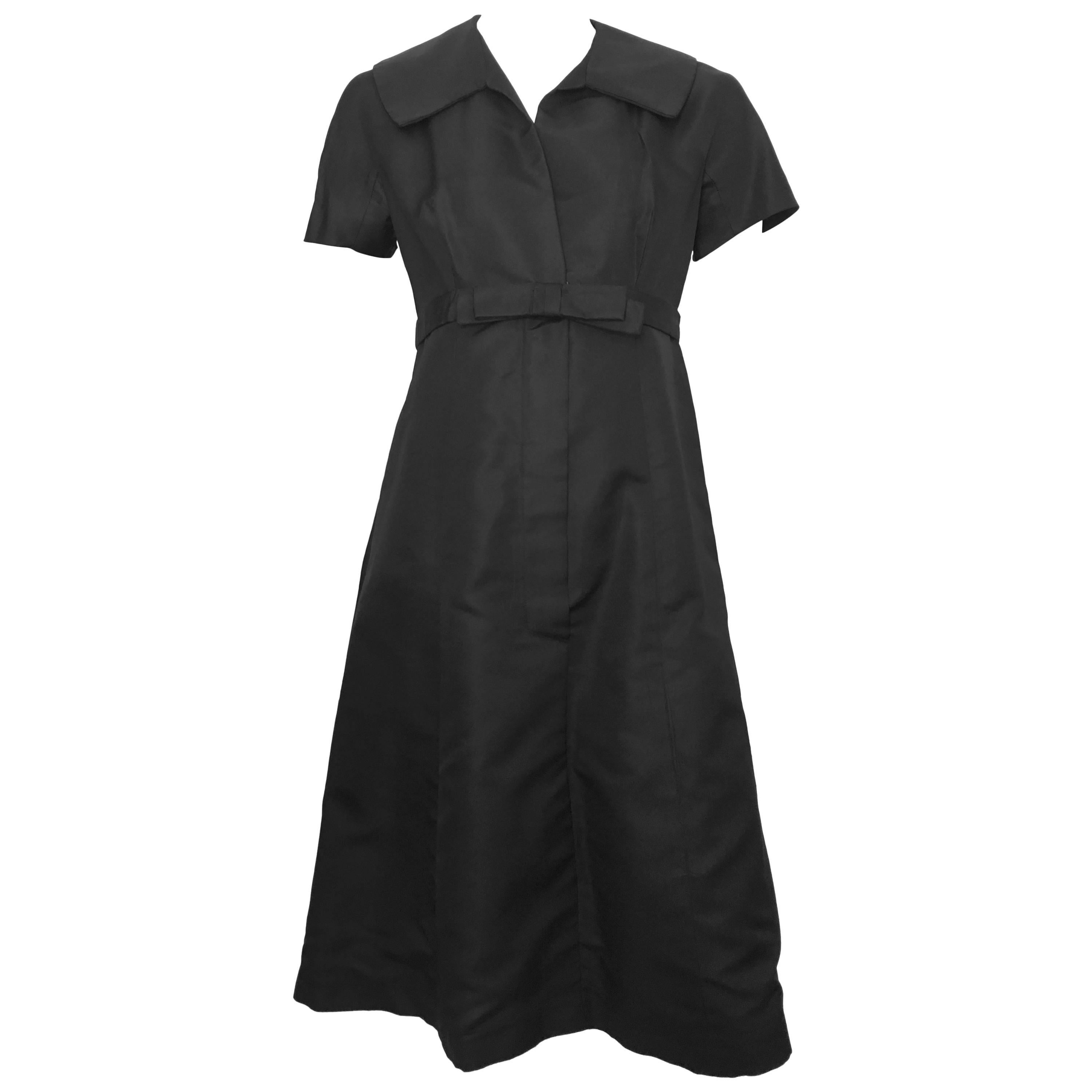 Malcolm Charles Black Silk Taffeta Dress Size 6. For Sale