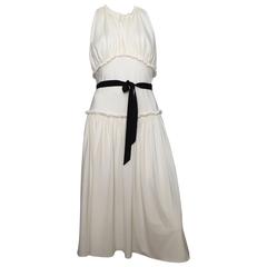 Vera Wang 1990s White Jersey Sleeveless Dress Size 8.