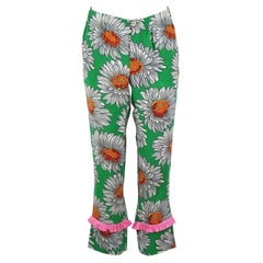 Gucci Pantalones rectos de seda satinada con estampado floral IT 40 UK 8