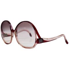 1980s Balenciaga Burgundy Wide Rim Sunglasses