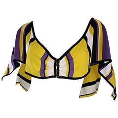 Vintage Angelo Tarlazzi Striped Cropped Knit Color Block Cape Top Avant Garde