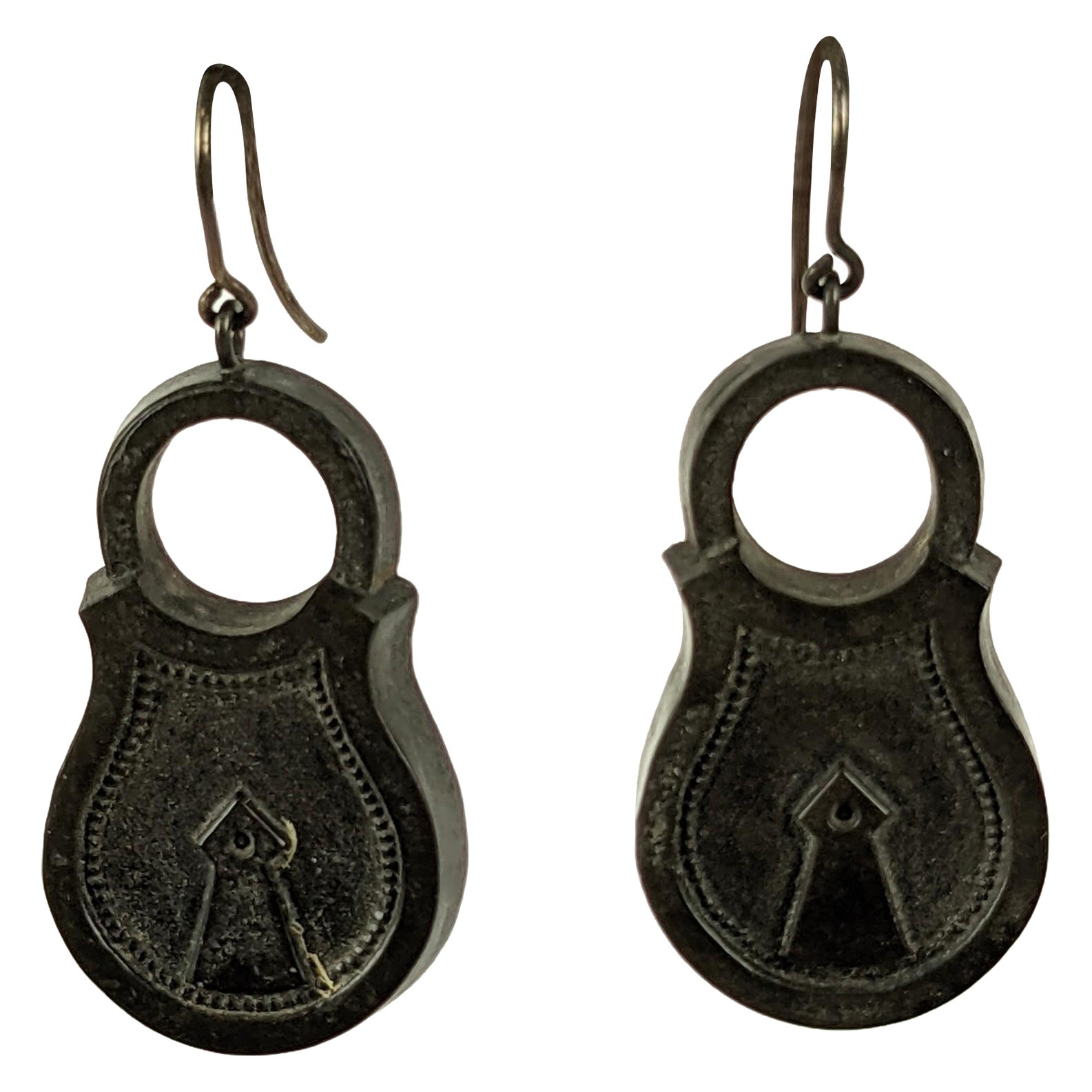 Victorian Gutta Percha Padlock Earrings