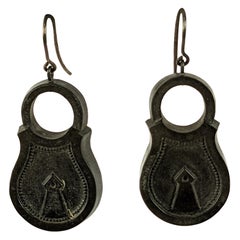 Antique Victorian Gutta Percha Padlock Earrings