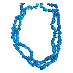 Turquoise Single Strand Bead Necklace , 30 Inch Long