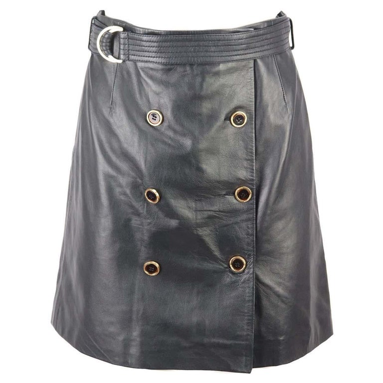 Karen Millen Belted Leather Mini Skirt UK 8 For Sale at 1stDibs | navy  leather mini skirt