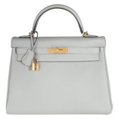 Hermès Gris Mouette Togo Retourne Kelly 32 GHW