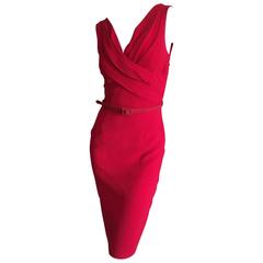 Dior by John Galliano Red Belted Dress