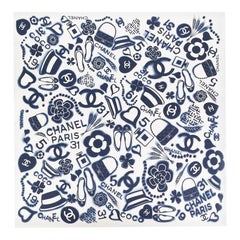 Chanel CC Motif Print Silk Scarf 