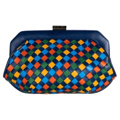 Retro Bottega Veneta Intrecciato Leather Harlequin Clutch