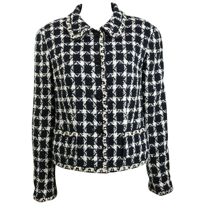 Chanel Black and White Net Overlay Tweed Jacket For Sale at 1stDibs ...