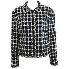 Chanel Black and White Net Overlay Tweed Jacket 9