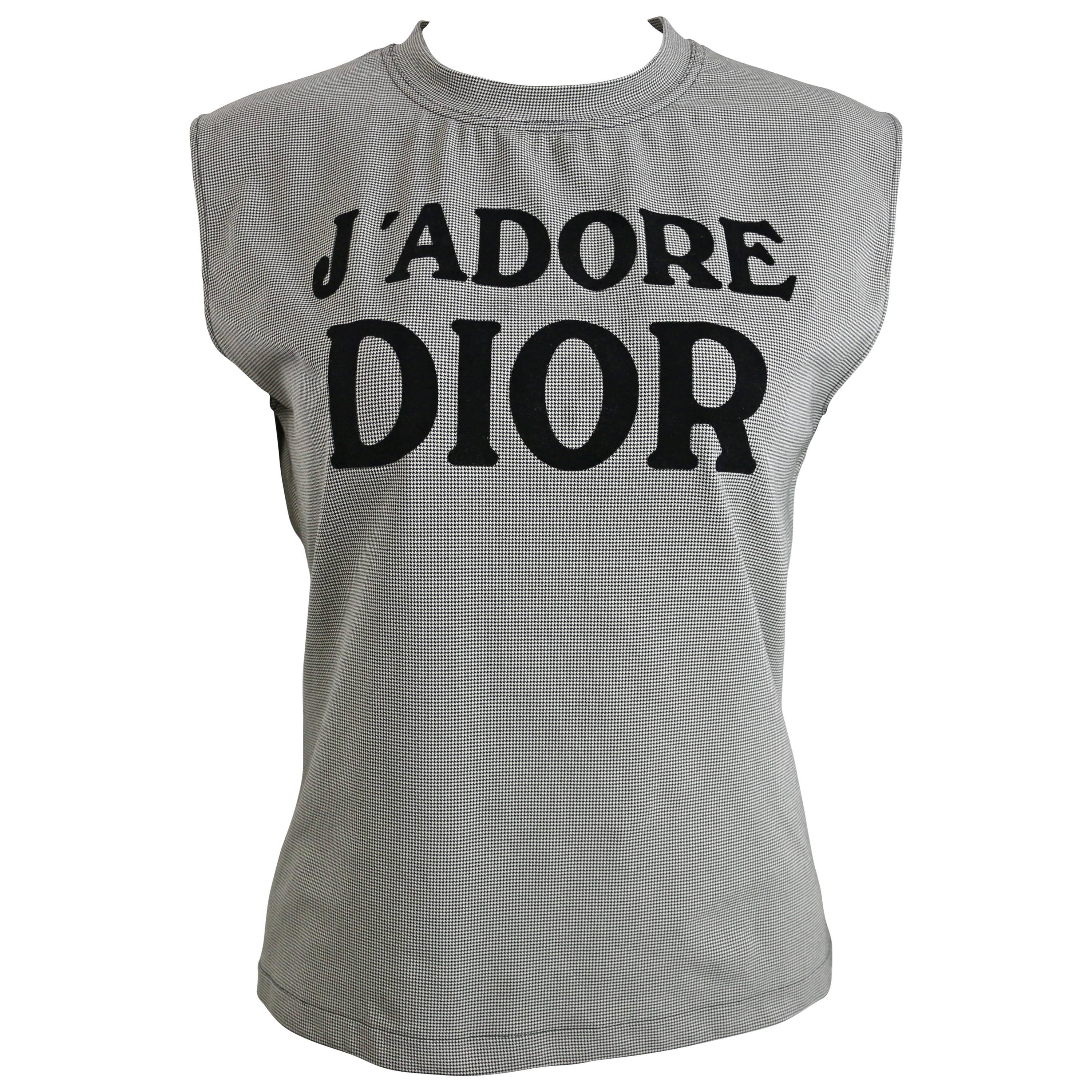 Christian Dior John Galliano Iconic "J'Adore Dior" Houndstooth Tank Top