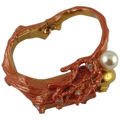 Christian Dior Vintage Shell Clamper Bracelet Dune 1987 9