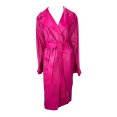 F/W 2002 Gianni Versace by Donatella Runway Pink Perforated Leather Coat