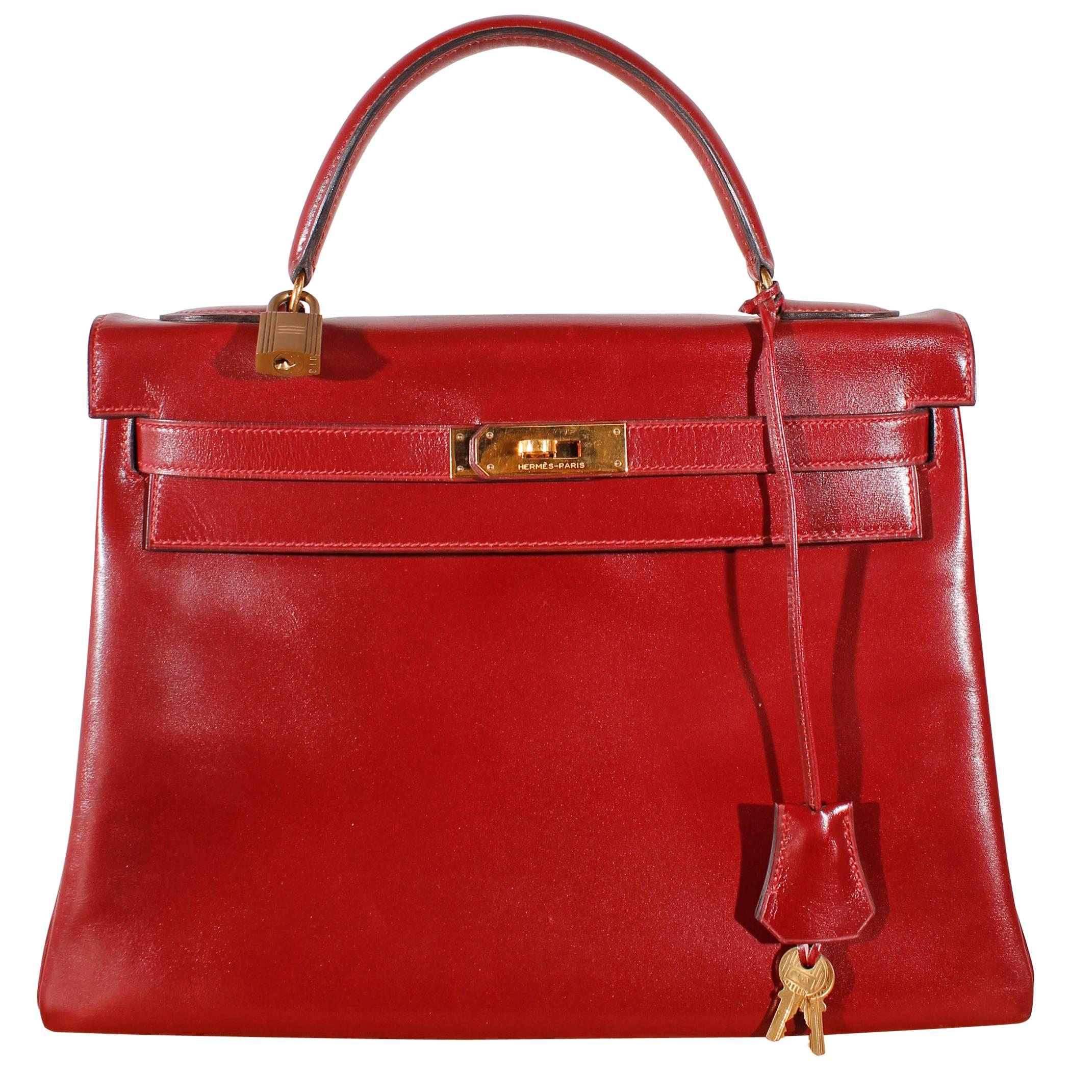 1985 Vintage Hermès Kelly Bag 32 Burgundy