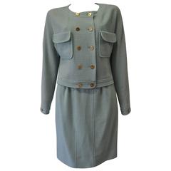 Timeless Chanel Mint Green Tweed Wool Skirt Suit